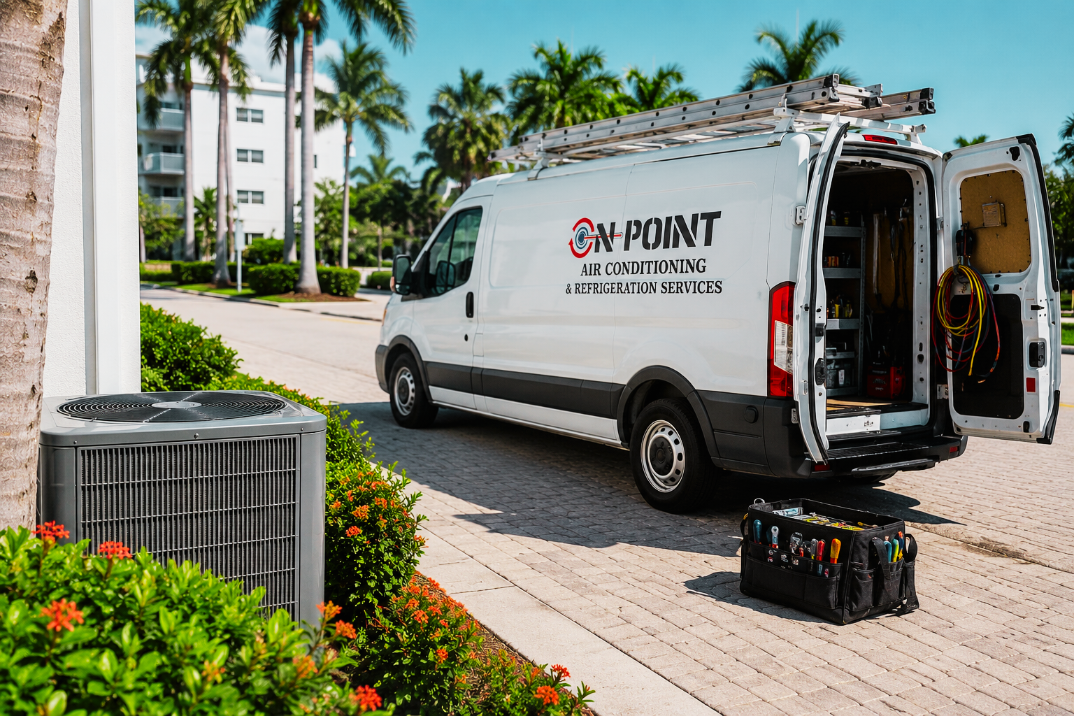 On Point Air Conditioning and Refrigeration service van in Broward County